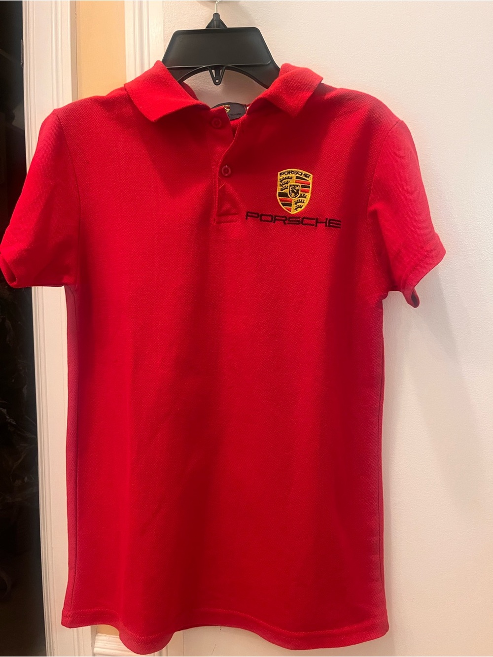 Porsche Design Kids Red Polo with Embroidered Crest and Logo